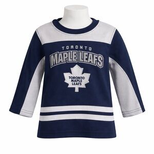 Size 2 NHL Toronto Maple Leafs Kids Hockey Shirt Long Sleeve Blue Jersey Top
